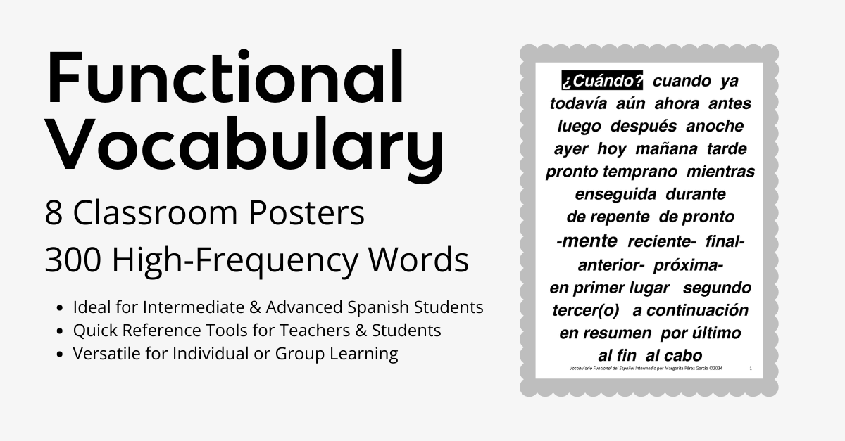 Must-Have Word Posters for Intermediate Spanish Students
